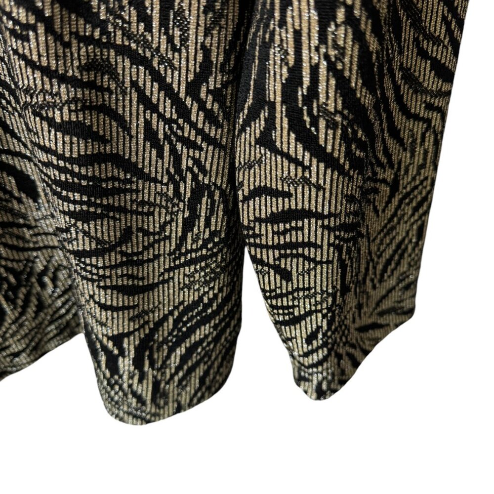 Chico's Travelers Sz 2/US Lg Long Sleeve Zip Up Cardigan Leaf Metallic Pockets - Picture 8 of 16